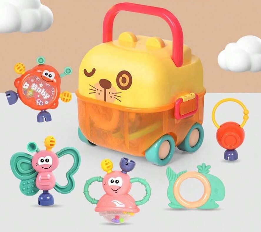 Set Sonajeros Carritos Para Bebes x5