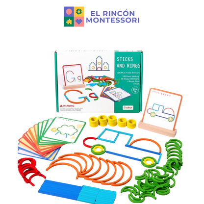 Rompecabezas Montessori – Palos y Anillos en Madera