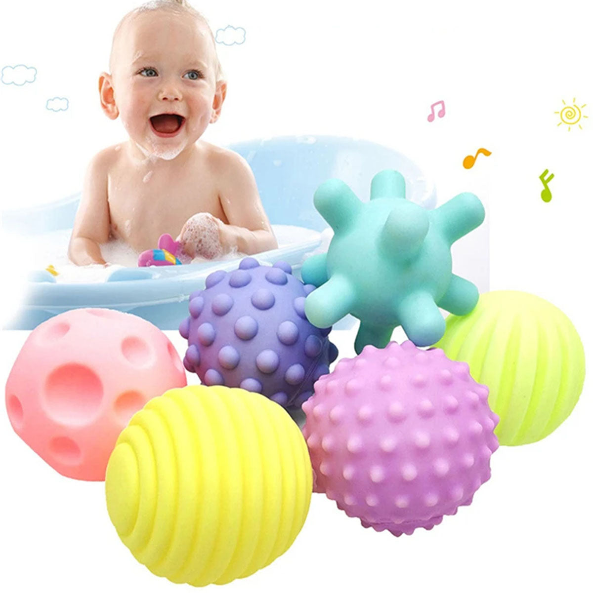 Pack De Pelotas Sensoriales Para Bebes X6