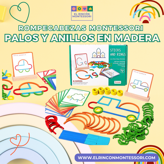 Rompecabezas Montessori – Palos y Anillos en Madera