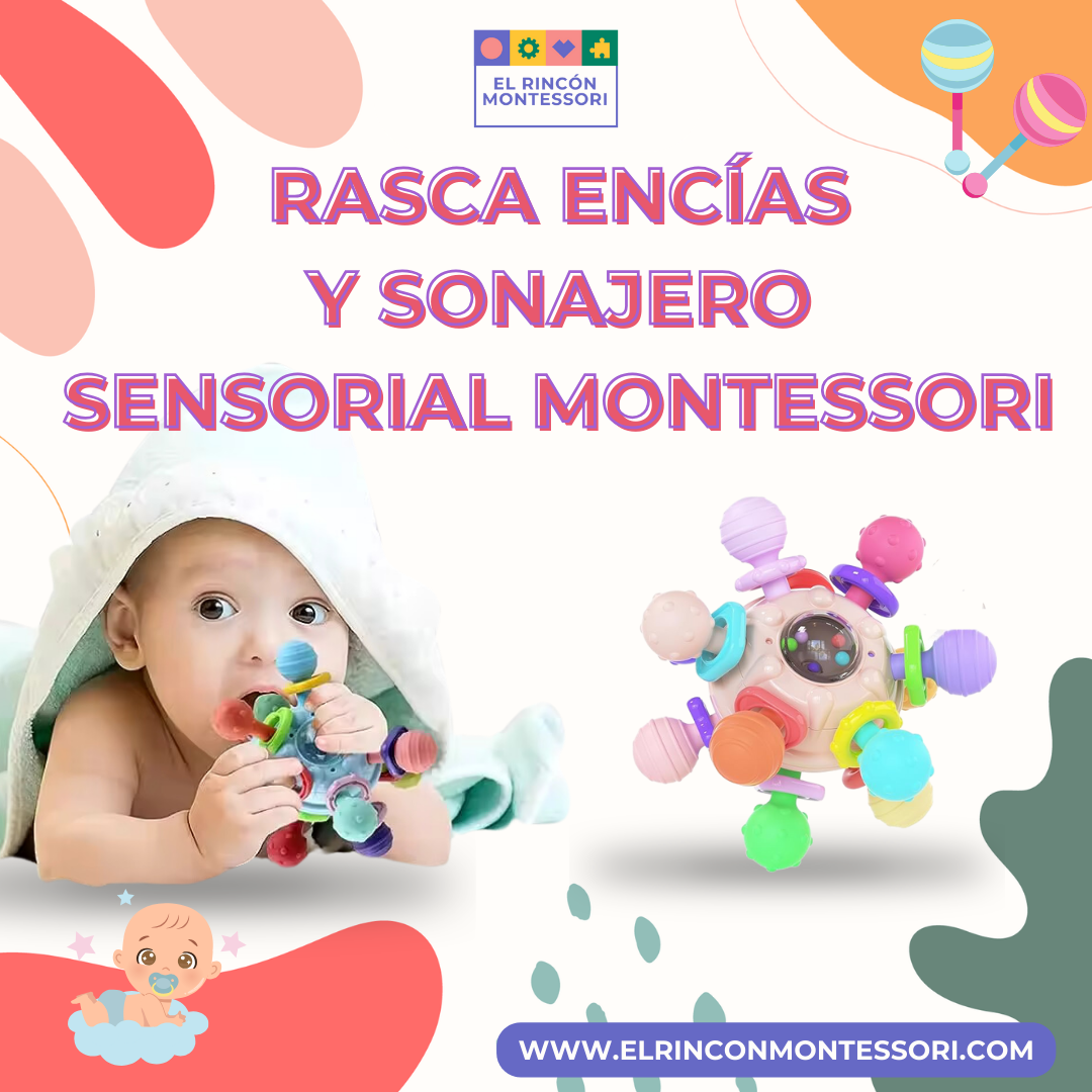 Rasca Encias y Sonajero Sensorial Montessori